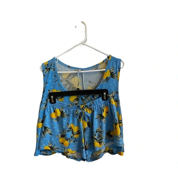 Sweet  blue , lemon print pajama short set - Picture 2 of 8